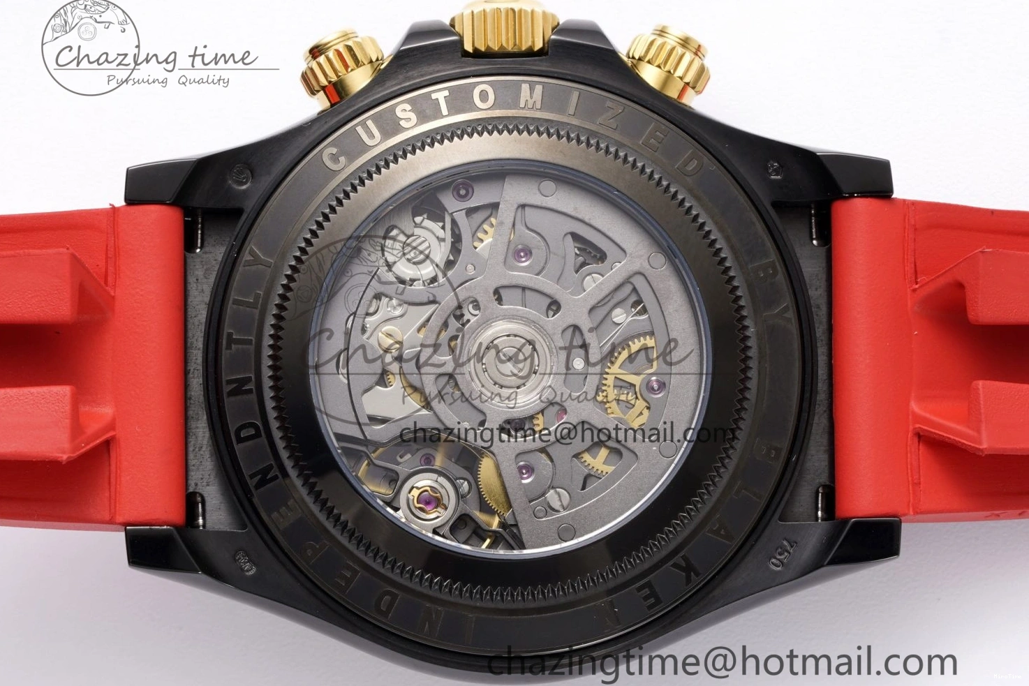 MiroTime 0213 Youthful Daytona PVD Carbon Bezel GETF Best Edition Skeleton Red Dial on Red Rubber Strap SA 1944